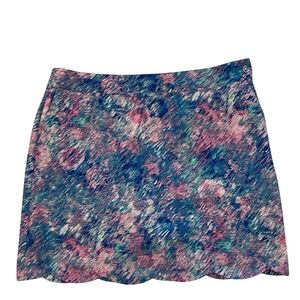 EP Pro‎ Womens Size 14 Abstract Brushstroke Scalloped Hem Golf Skort Pink Blue